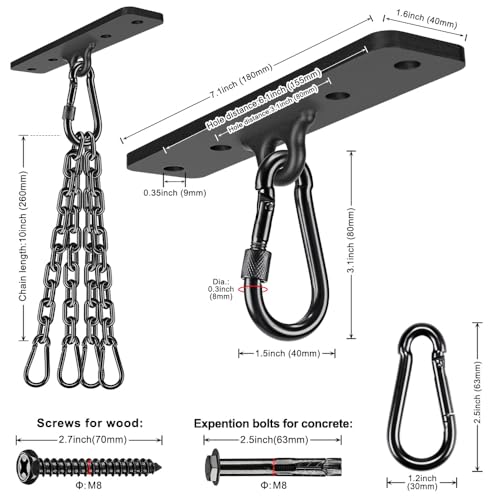 Dolibest Heavy Bag Hangers Brackets, Punching Bag Hangers, Heavy Bag Ceiling Mount for Body Weight Strength Training Systems, Aerial Yoga Swing & Hammock, Resistance Band - color: 600lb Heavy Bag Hanger With Chain