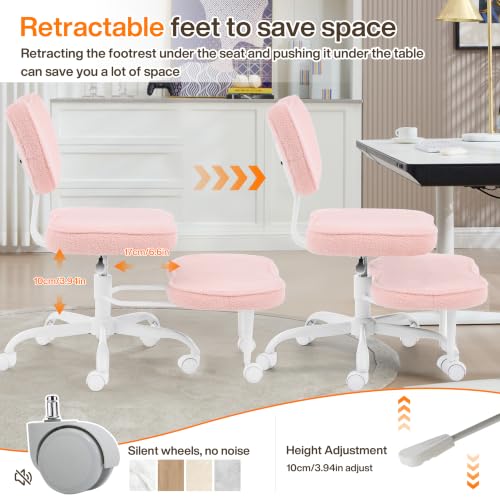 Fizzin Ergonomic Cross Legged Office Chair, Height Adjustable Swivel Desk Chair, Pink - color: Pink