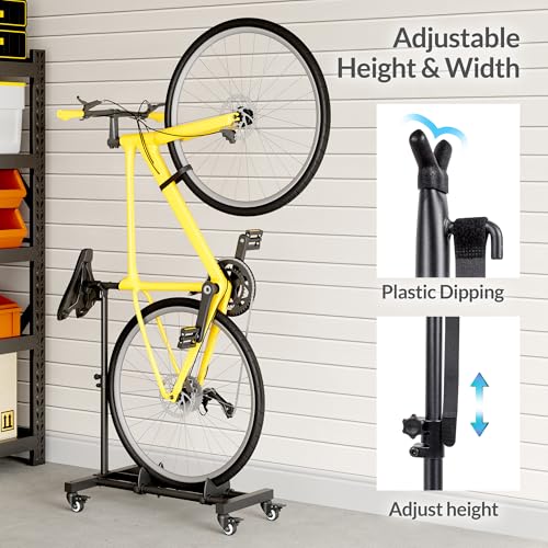 Sttoraboks Vertical Bike Stand, Freestanding Bike Rack Garage Storage Upright Bicycle Floor Stand Indoor Bike Holder with Adjustable Height for Garage & Apartment - for Wheels Sizes up to 29” - size: 1 Pack