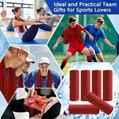 Hosuly 6 Pack Cooling Towels 40"x12" Ice Towel Cooling Neck Wraps Soft Breathable Chilly Stay Cool in Summer for Sports Yoga Golf Gym Activities(Red) - color: Red