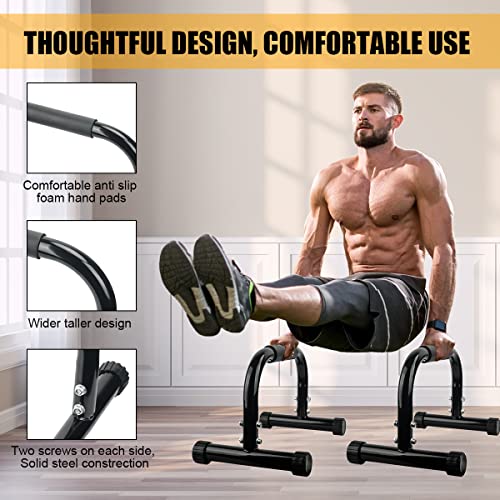 AmazeFan Parallettes Bars, Push Up Bars Strength Training For Handstands, Full Planche & Dips, Calisthenic, Gymnastic, [16.6x10x10in] Push Up Stands Handle for Floor Workouts Calisthenics Equipment - color: Black