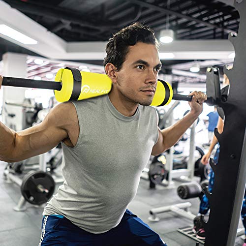NEALFIT Barbell Pad Squat Pad for Squats—Squat Bar Pad—Great for Weightlifting,Lunges and Hip Thrusts—Foam Sponge Pad—Fit Standard and Olympic Bars Perfectly - color: Yellow