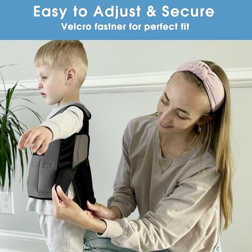 Weighted Vest for Kids - Adjustable Compression Vest for Children with Sensory Issues, Autism, ADHD - Includes 6 Removable Weights (Large, Ages 10+) - size: Large