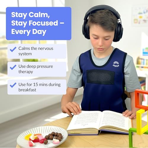 Sereni Weighted Calming Vest for Kids,Therapy Compression Vest w/Adjustable Weights, Sensory Vest for Emotional Regulation - size: Medium