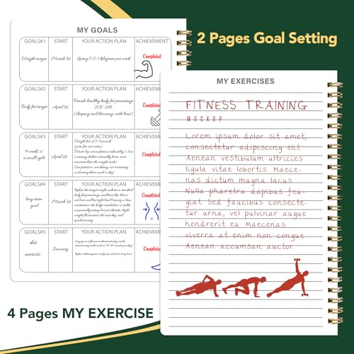 Thboxes Workout & Fitness Journal for Woman Man，8.5" x 6" Daily Exercise Log Notebook Personal Health Meal Planner for Weight Loss Gym Muscle Gain Workout Notepad Essentials Wellness Log, Green - color: Green