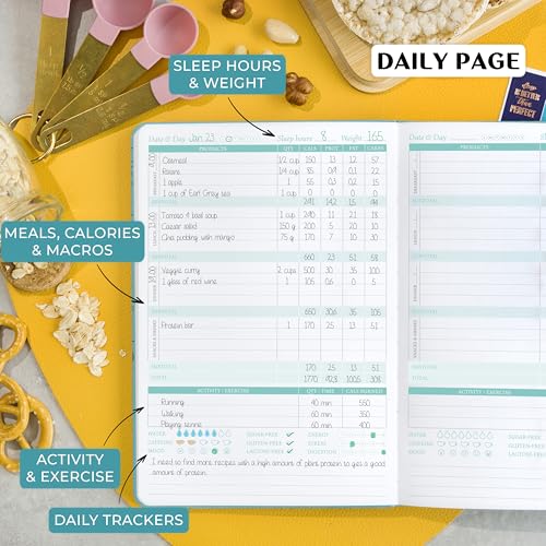 Legend Wellness Planner & Food Journal – Daily Diet & Health Journal with Weight Loss, Measurement & Exercise Trackers – Lifestyle & Nutrition Diary – Lasts 6 Months, A5 size – Turquoise - color: Turquoise Gold Foil, size: A5 (5.8” x 8.3”)