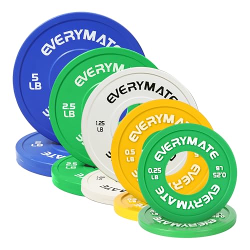 EVERYMATE Change Weight Plates 1.25LB 2.5LB 5LB Set Fractional Plate Olympic Bumper Plates for Cross Training Bumper Weight Plates Steel Insert Strength Training Weight Plates - color: 19LB (0.25+0.5+1.25+2.5+5) x2