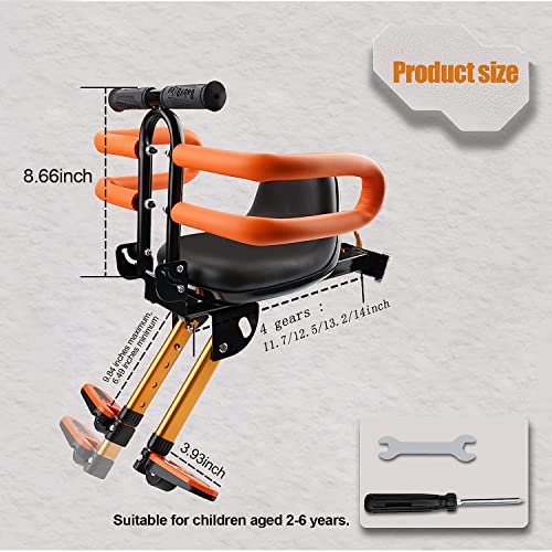 Child Bike Seat for Adult Bike,Retractable Baby Bike Seat Front Mounted for Children 2-6 Years Old - color: gold for MTB