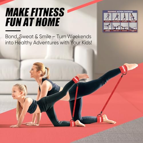 KUZARO Ankle Resistance Bands with Cuffs, Ankle Weights Bands for Working Out, Women Leg and Glutes Workout Equipment, Exercise Bands for Kickbacks, Butt and Booty Trainer, Home Gym Fitness Equipment - color: Red