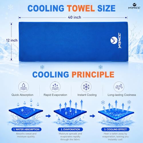 YQXCC 4 Pack Cooling Towels 40"x12", Cold Cool for Neck & Face | Cooling Neck Wraps, Soft Breathable Microfiber Chilly Towels, Ideal for Gym, Yoga, Golf, Running, Camping & Hot Weather - color: Dark Blue*2 + Light Gray*1 + Dark Gray*1
