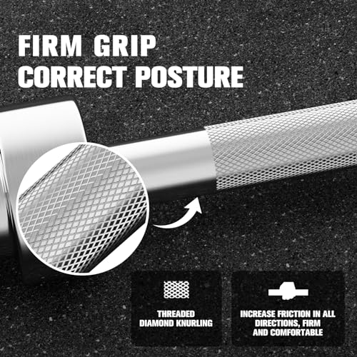 RITFIT Olympic Barbell 4ft/6ft - 2 Inch Weight Bar for Strength Training, Weightlifting, Squat, Deadlift, Bench Press, Curl, Overhead Press - 350lbs/500lbs Capacity - color: Silver, size: 6FT without Collar