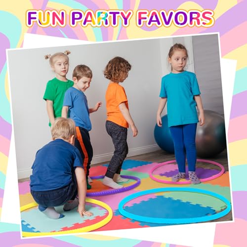 Sratte 6 Pcs Exercise Hoop Detachable Adjustable Plastic Hoops Snap Together Toy Ring Color Playground Toys for Girls and Boys Party Games, Sports, Exercise, Dog Training(32 Inch,Simple Colors) - color: Simple Colors, size: 32 Inch