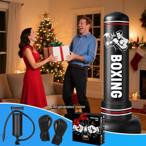 Punching Bag for Adults with Stand, 74.8'' Free Standing Heavy Boxing Bag with Gloves and Pump for Men Women Teen Boys Girls Kickboxing Beginners Home Training MMA Muay Fitness Thai