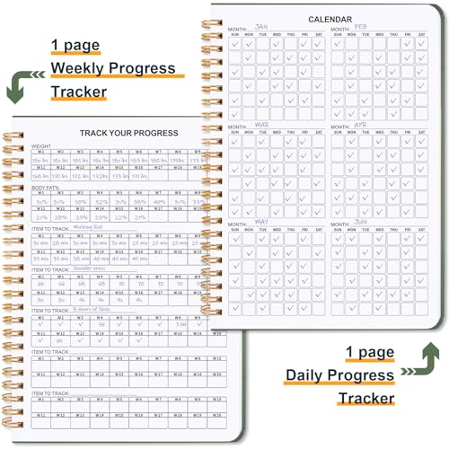 Guirnd Undated Fitness Workout Journal for Men & Women, A5(8.5" x 6.7") Fitness Journal Workout Planner, Workout Log Book Planner for Tracking, Motivating, and Achieving Your Fitness Goals - Green - color: Green