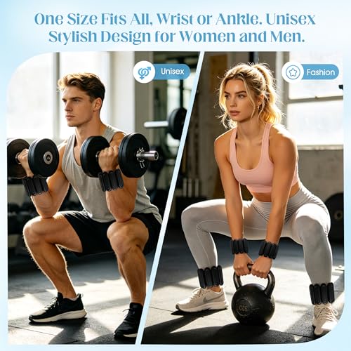 Wrist Weights for Women & Men, 2lb Silicone Wrist Ankle Weights for Pilates, Yoga, Running and Strength Training Comfortable Weighted Bracelet Arm Leg Weights for Fitness, Walking, Gym - color: Black