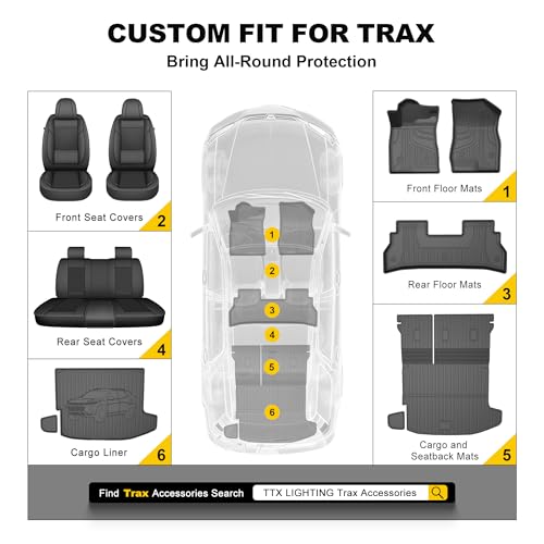 Floor Mats for Chevy Trax 2024 2025 2026 LS/1RS/LT/2RS/ACTIV All Models | TTX LIGHTING Floor Liners Custom Fit for Chevrolet Trax 1st and 2rd Row Car Mats Interior Accessories - style: Floor Mats