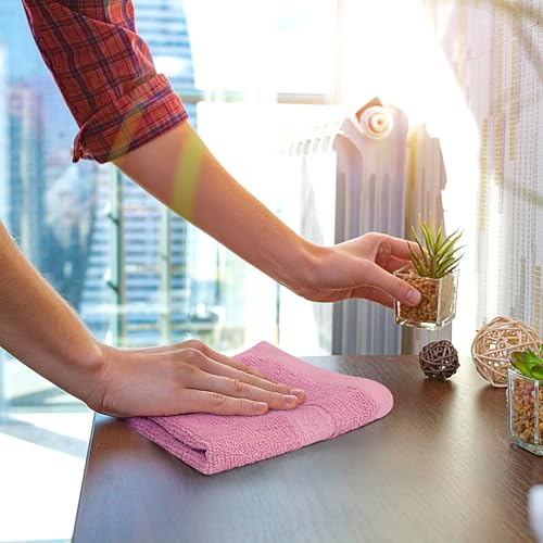 Utopia Towels 12 Pack Premium Wash Cloths Set, 12 by 12 Inches, 100% Cotton Ring Spun, Highly Absorbent and Soft Feel Essential Washcloths for Bathroom, Spa, Gym, and Face, Pink - color: Pink, size: 12 Wash Cloths
