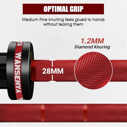 7FT Olympic Barbell 45lb,28MM 2 Inch Olympic Bar for No. 45 Steel,Olympic Weight Bars for Lifting,CrossFit,Bench Press,Deadlift,Squats,Strength Training bars - color: Red-700LBS