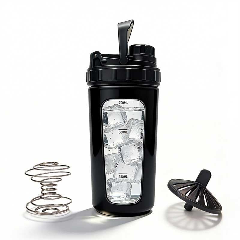 26oz Glass Protein Shaker Bottle with Non-Slip Sleeve, Borosilicate Glass Shaker Cup for Protein Shakes, Smoothies, Iced Coffee, Leak-Proof & BPA-Free Mixer Bottle for Gym, Workout, Sports