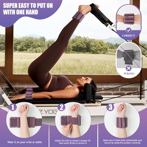BECOJADDE Ankle Weights Set of 2 (1 lb/2 lb Each) for Women Men Adjustable Wrist Bracelet for Home Gym Weighted Bangles Wristbands Leg Arm Weights for Walking Swimming Running Pilates Yoga Gym - color: Deep Plum, size: 4 Lb Pair (2 Lb Each)