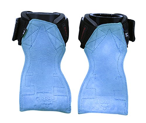 Lifting Grips PRO Weight Gloves Heavy Duty Barbell Gymnastics Straps Alternative to Power Hooks Deadlifts Adjustable Neoprene Padded Wrist Wrap - color: Blue Nubuck Leather, size: Large 7.50"-8.50" Wrist Size