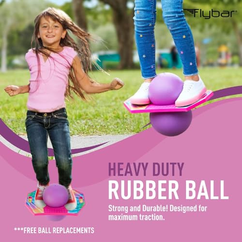 Flybar LED Pogo Trick Ball for Kids Balance Bounce Board w/Anti-Slip Deck - color: Tie Dye