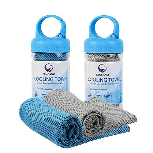Sports Towel for Instant Cooling Relief Microfiber Towels for Golf Workout Swimming Gym Yoga Travel Camping Fitness 40"x12" Sweat Towel (Blue+Gray) - color: Blue+gray