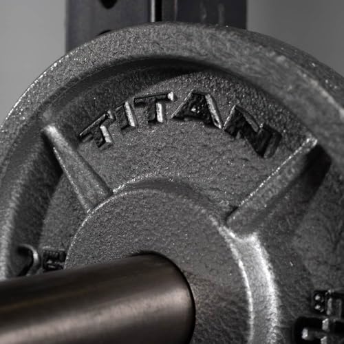 Titan Fitnes Cast Iron Olympic Plates, Classic Weight Plate Design, Hammer Finish - size: 25 LB Pair
