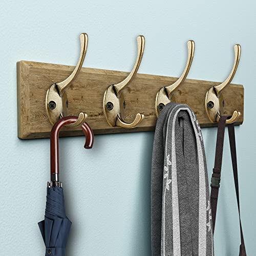 IBosins 32 Pack Antique Brass Coat Hooks Wall Mounted with 64 Screws Retro Double Hooks Utility Hooks for Coat, Scarf, Bag, Towel, Key, Cap, Cup, Hat - color: 32 Pcs Antique Brass