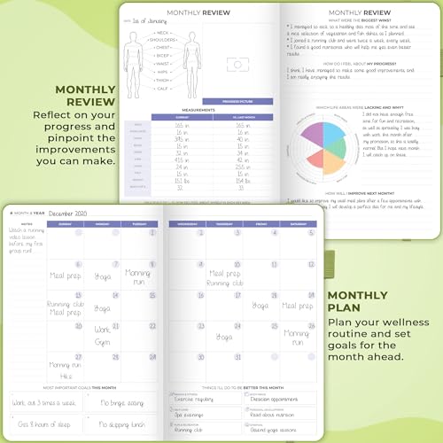 Clever Fox Fitness & Food Journal – Nutrition & Workout Planner for Women & Men – Diet & Gym Exercise Log Book with Calendars, Diet & Training Trackers - Undated, A5 Size, Hardcover (Apple Green) - color: Apple Green, size: A5 (5.8'' x 8.3'')