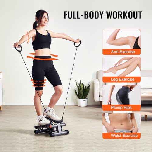 VEVOR Stair Stepper, Mini Stepper for Exercise at Home, Hydraulic Fitness Stepper with Resistance Bands, Full Body Workout Cardio Equipment, Stair Climber - style: Adjustable Stair Stepper