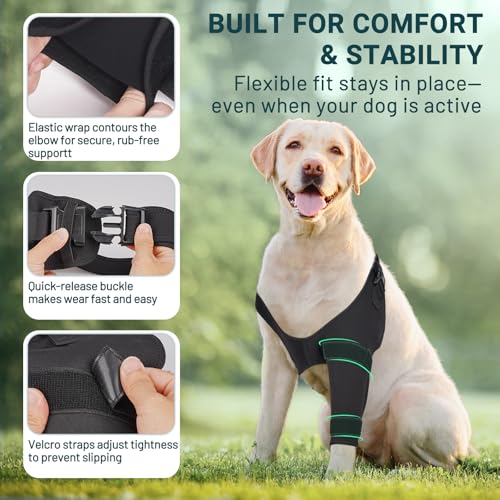 Dog Elbow Protector Brace, Dog Leg Sleeves Anti-Licking for Arthritis, Hygroma, Pressure Sores, and Calluses, Dogs Elbows Pads & Shoulder Brace for Elbow Dysplasia and Injury Recovery, Left M - size: M