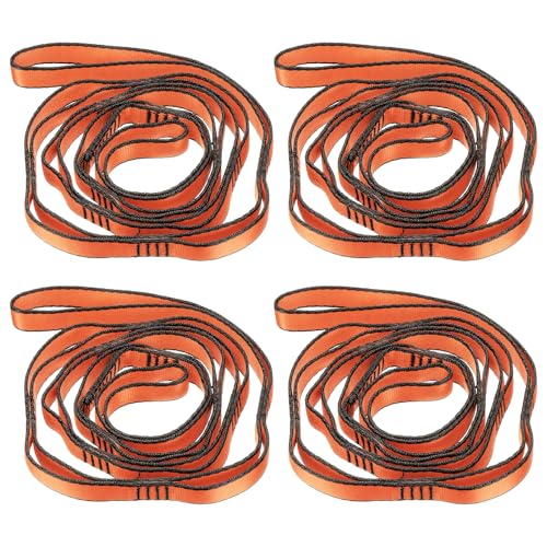 PATIKIL Daisy Chain Straps, Strong Climbing Strap Adjustable Nylon Chain Sling with Loops for Aerial Yoga Hammock Swing - color: Orange, size: 59 Inch