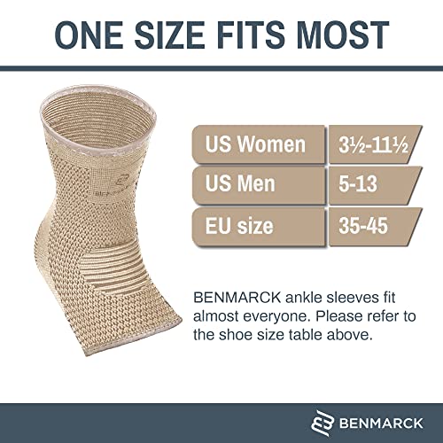 Benmarck Achilles Tendon Support Brace, Plantar Fasciitis Sock, Ankle Compression Sleeve For Running, Tendonitis and Flat Feet Relief - color: Natural Beige