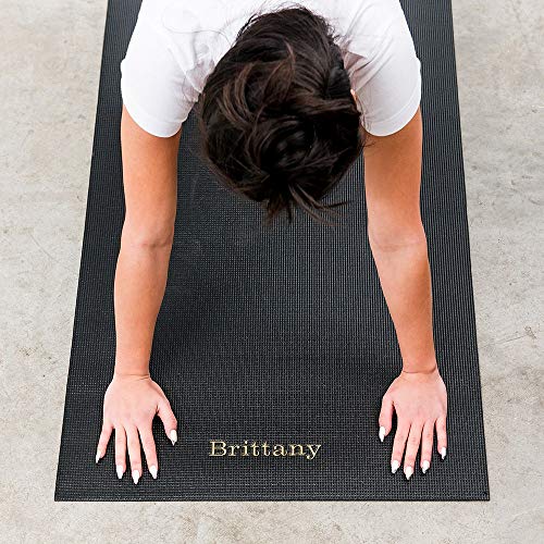 Weddingstar Customizable No-Slip Black Yoga Mat - color: Classic Monogram