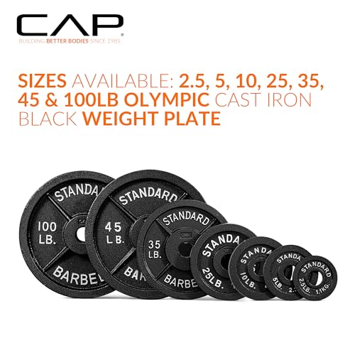 CAP Barbell 2-Inch Olympic Weight Plate | Multiple Options - size: 45 lb - Single, style: Classic - Black