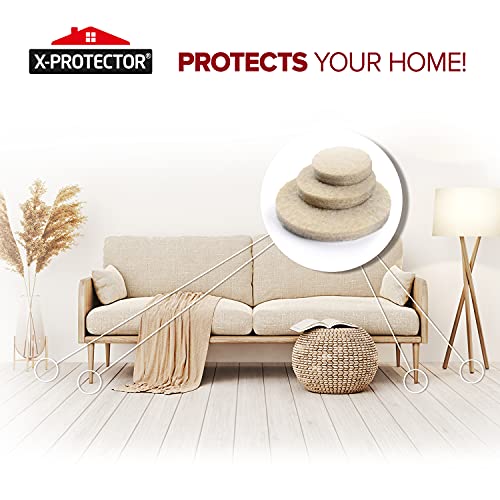 Best Felt Furniture Pads X-PROTECTOR - 48 Premium Chair Felt Pads Floor Protector for Furniture Feet Wood Hardwood Floors - Protect Your Hard Floors! (Beige) - size: 48 PCS 1" Beige, Round