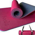 Extra Thick Yoga Mat with Carry Strap, 10mm Non-Slip Exercise Mat, 72 x 24 Inch Cushioned Workout Mat for Yoga, Pilates, Stretching & Floor Exercises - color: Pink & Gray