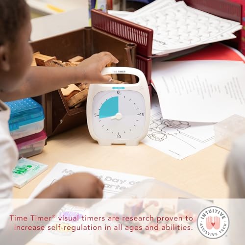 TIME TIMER Plus 20 Minute Desk Visual Timer - Countdown Timer with Portable Handle for Classroom, Office, Homeschooling, Study Tool with Silent Operation (White) - size: 5-1/2 x 7 in, style: 20 Minutes