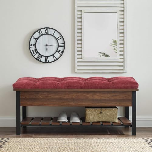 baibu 42 Inch Memory Foam Bench Cushion, Dual-Layer Patent Design Non-Slip Indoor Bench Cushion with Ties, 42x15x3Inch, Red - color: Red, size: 42x15x3 Inch (Pack of 1)