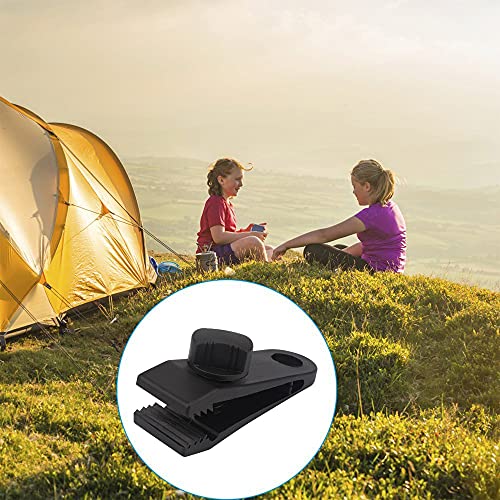 AOPRIE 10 Sets of Bungee Balls and Tarp Clips Black 6 Inches Ball Bungee Cord Heavy Duty Lock Grip Clamps Shark Fasteners Holder for Camping Tents Cargo Pool Awning Car Cover Holding Wire Hoses - size: 6 In Clips