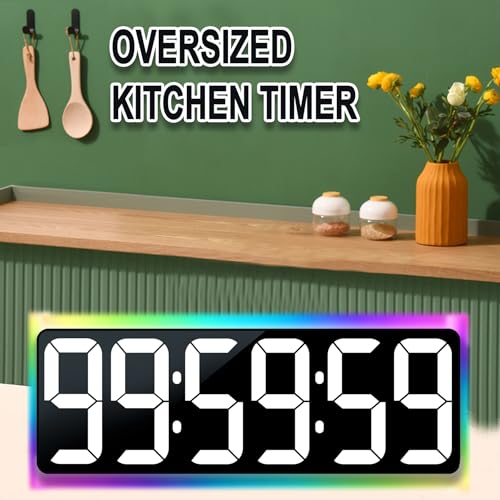 TXL 17.2" WiFi Digital Wall Clock with Seconds, Large Countdown Timer for Classroom Home Gym Office, Alarm Clock with Remote Control, RGB Ambient Lights, 4 Dimmable Brightness, Auto DST(White) - color: White