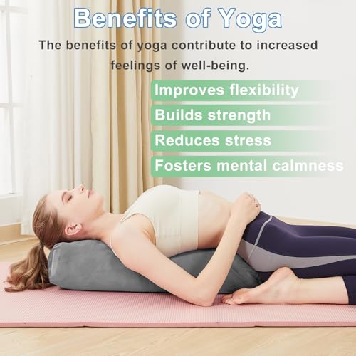 Rectangular Yoga Bolster Pillow, Meditation Pillow for Yin & Restorative Yoga, Filled with Wasted Sponge - color: Gray