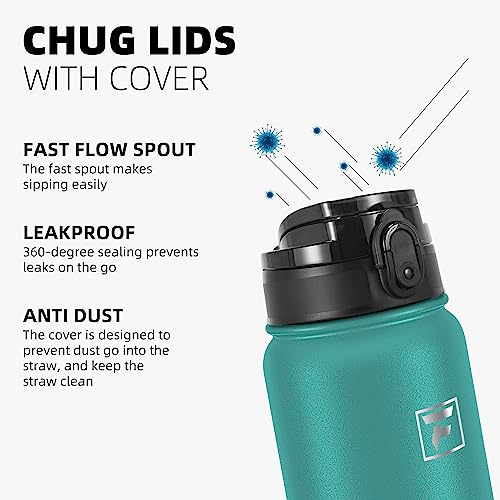 Fanhaw 32 oz Insulated Stainless Steel Water Bottle with Anti-Dust Chug Lid, Leakproof Vacuum Sports Bottle for Kids, Teens & Adults, Back to School Essentials (Green Blue) - color: Green Blue, style: 32 Ounces