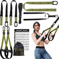 Home Resistance Training Kit | Full-Body Workout with Suspension Trainer Straps, Door Anchor, Handles, and Carrying Bag | Complete Home Gym Equipment - color: Army Green