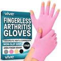 Vive Pink Arthritis Hand Compression Gloves - Comfortable Fit for Men and Women - Open Finger for Rheumatoid, Osteoarthritis and Computer Typing Pain - Carpal Tunnel Support - Moisture Wicking Fabric | Osteoarthritis- Arthritic Joint Pain Relief - Carpal