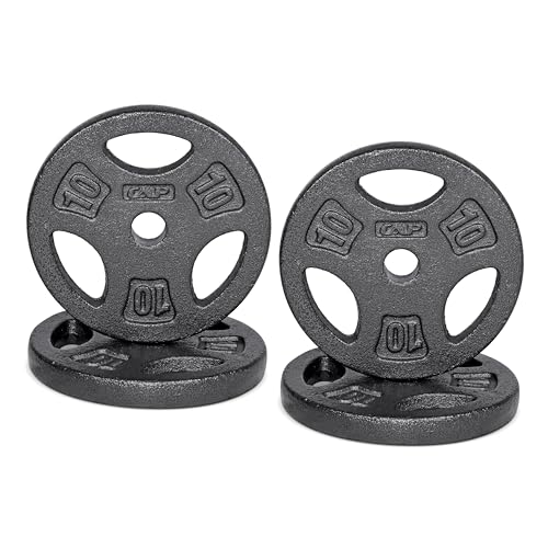 CAP Barbell Standard 1-Inch Grip Weight Plates - color: Black, size: 10 lbs Plate Pack (x4)