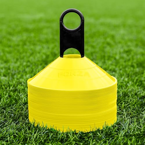 FORZA Multi-Sport Training Marker Cones | Pack of 50 or 1000 Soccer Cones in 8 Vibrant Colors - Durable Construction, Portability and Convenient Storage with Holder - color: Yellow, size: Pack of 1000