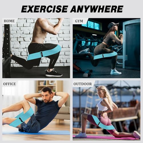 12 Pcs Fabric Resistance Bands for Working Out Non-Slip Booty Exercise Loop Bands for Women Men Glutes Hip Thigh Butt Yoga Pilates Fitness Gym, Light Medium Heavy - color: Blue, style: Medium Resistance