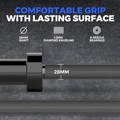 Olympic Barbell 7FT 45LB, 1500LB Capacity Weight Bar for Home Gym, 2-Inch Olympic Barbell for Weightlifting, Powerlifting, Squat, Deadlift and Bench Press - color: Black